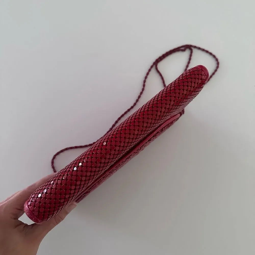Vintage 1970s Red Metal Mesh Convertible Clutch to Crossbody from Bags by Marlo